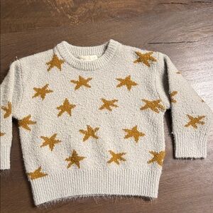 Rylee + Cru Gray Sweater with Brown Star Accents